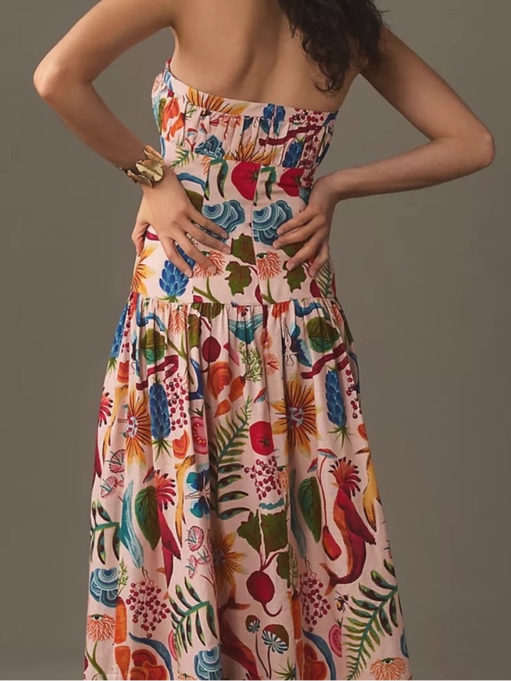 Farm Rio Strapless Maxi Dress small - Picture 5 of 11